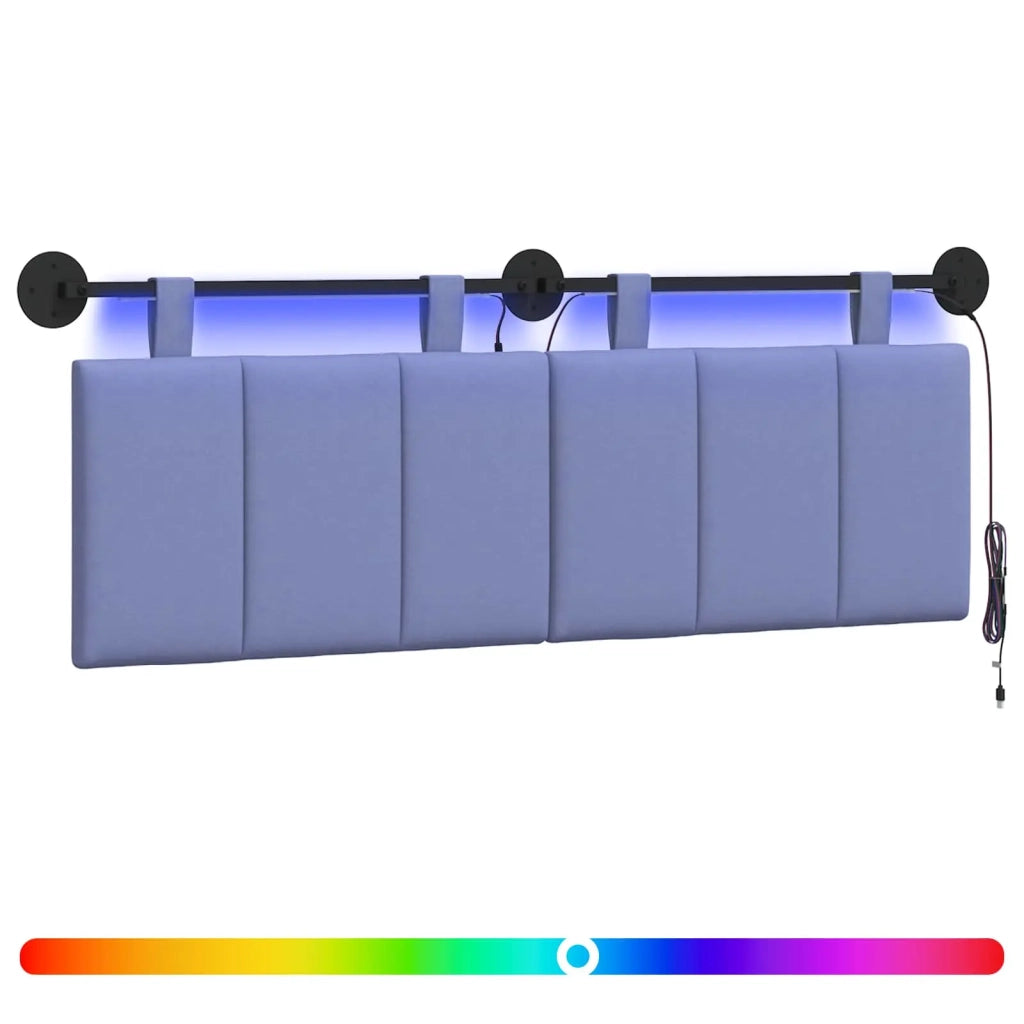 Testiera | Testata sospesa Con luce LED Blu jeans Tessuto