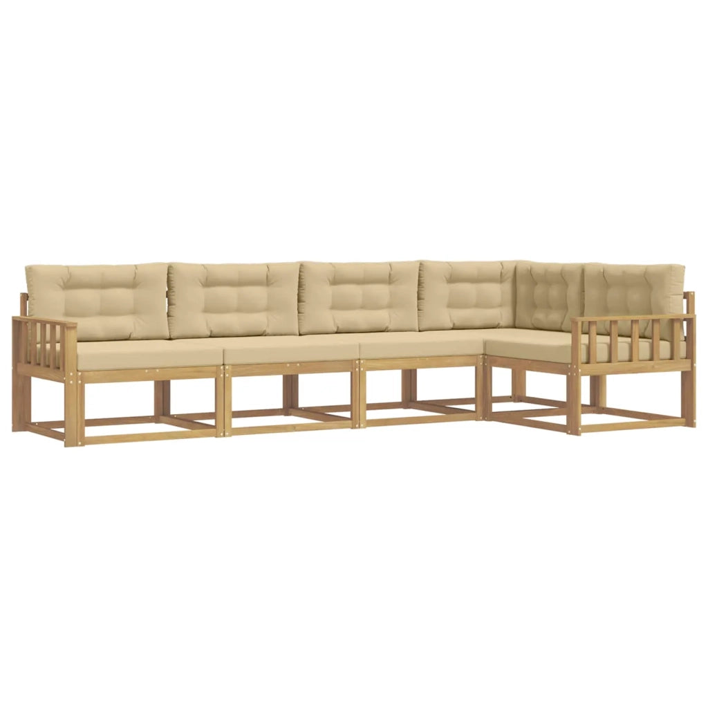 Set di divani da esterno 4 pz Bianco e Beige Poliestere 3386442