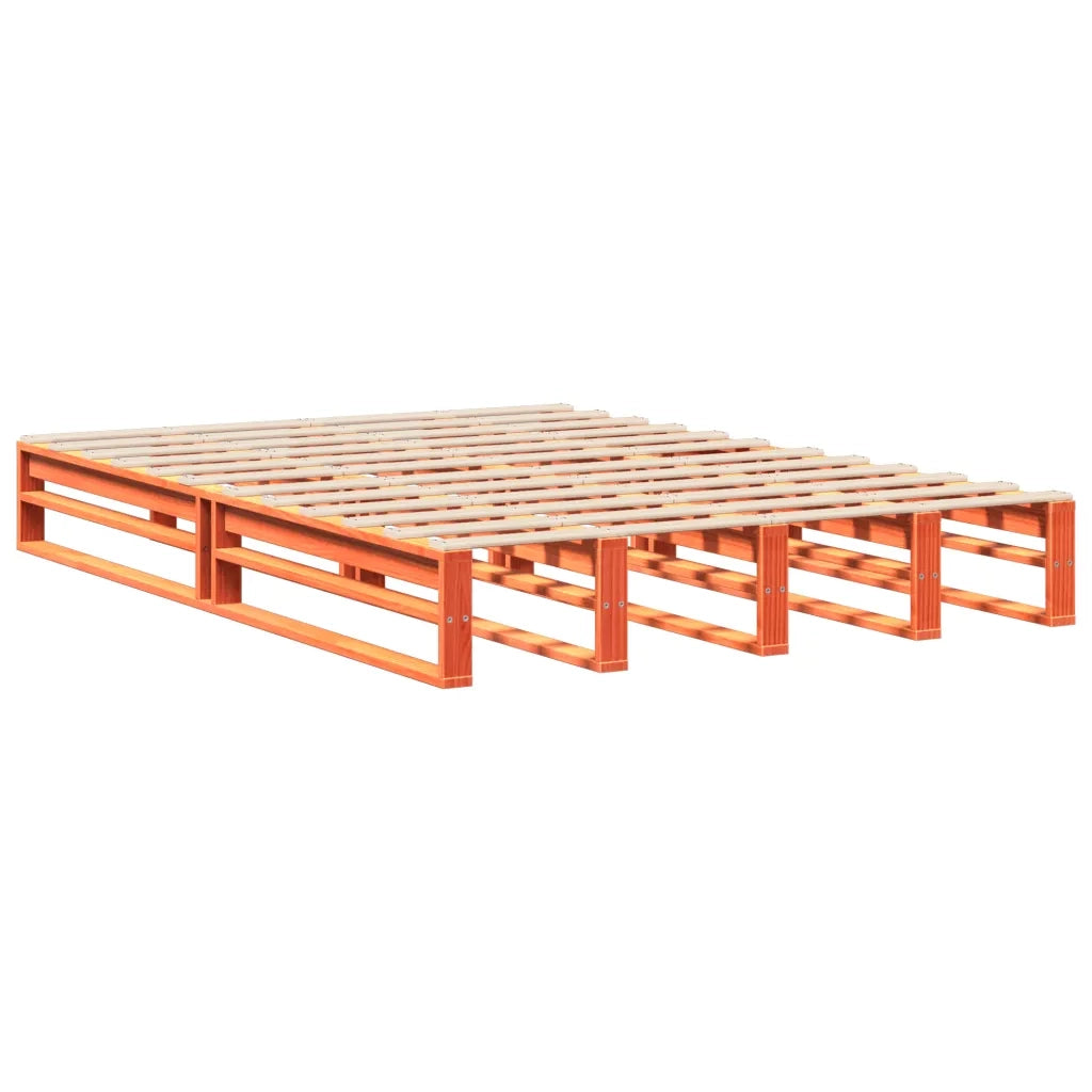 Letto senza Materasso-Struttura Letto Marrone Cera 135x190 cm in Legno di Pino 645632