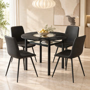 Set tavolo rotondo Ø100 cm con inserti in vetro, marrone/nero