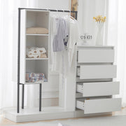 Armadio contenitore 140 x 40 x 135 cm, 4 cassetti + 3 ripiani, bianco, camera