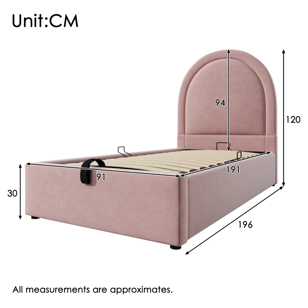 Letto singolo contenitore rosa 90 x 190 cm
