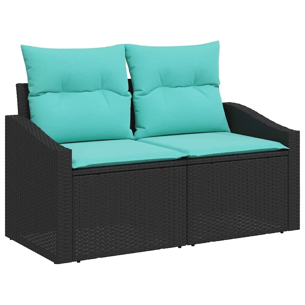 Set di divani con cuscino 11 pcs Nero polyrattan 3346916
