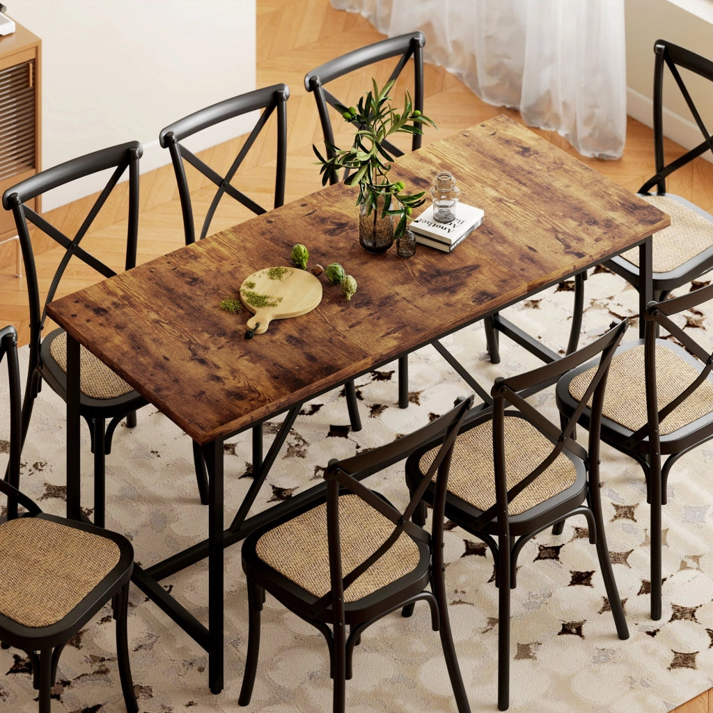 Tavolo da Pranzo Rettangolare Allungabile per 6-8 Persone ¨C Minimal ¨C Legno Massello Effetto Rovere Antracite 180x80x75,5 cm