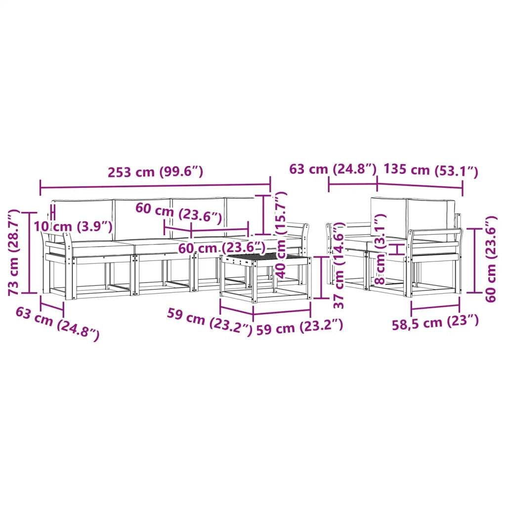 Set di divani da esterno 7 pz Bianco e Beige 3387282