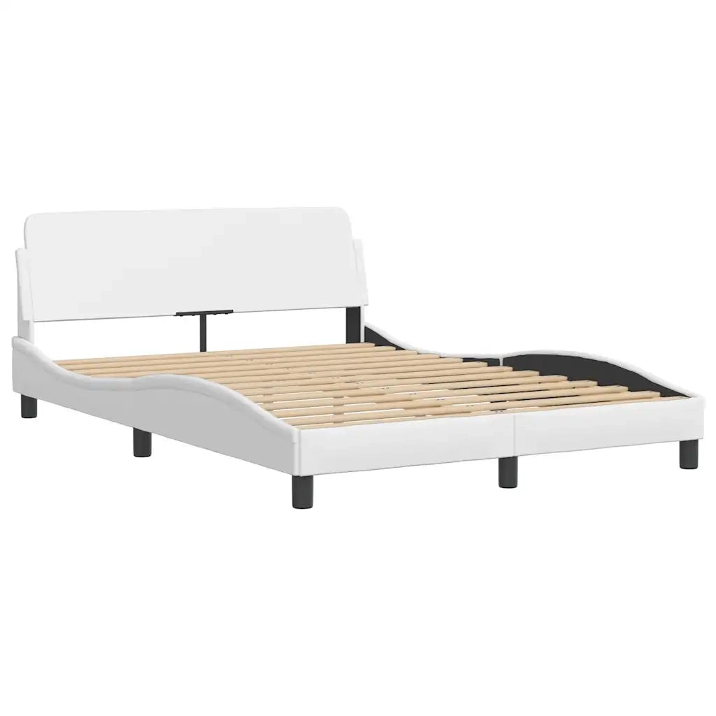 Letto matrimoniale | Letto per adulti | Giroletto senza Materasso Hvar Bianco 120x200 cm in Similpelle