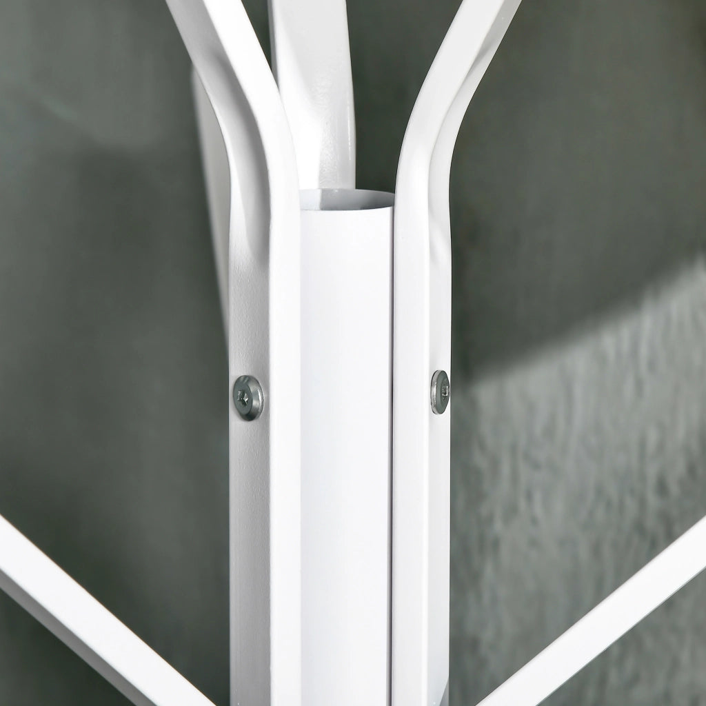 Appendiabiti da terra 45x45x180 cm con 8 ganci e ripiano in ferro bianco