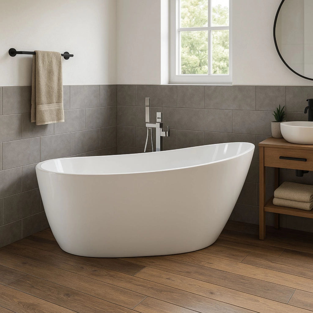 Vasca da bagno freestanding ovale acrilico bianco lucido 3 misure h 72 cm *** misure l170xh72xp80, confezione 1