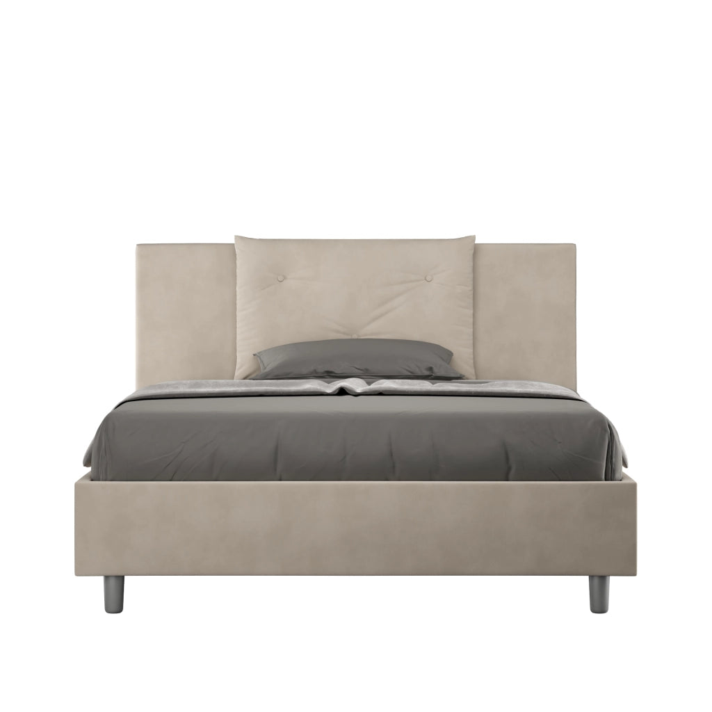 BS COM Letto una piazza e mezza contenitore imbottito 130x190 microfibra sabbia