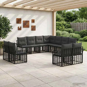Set di divani da esterno 11 pz Nero e Grigio scuro Poliestere 3437801