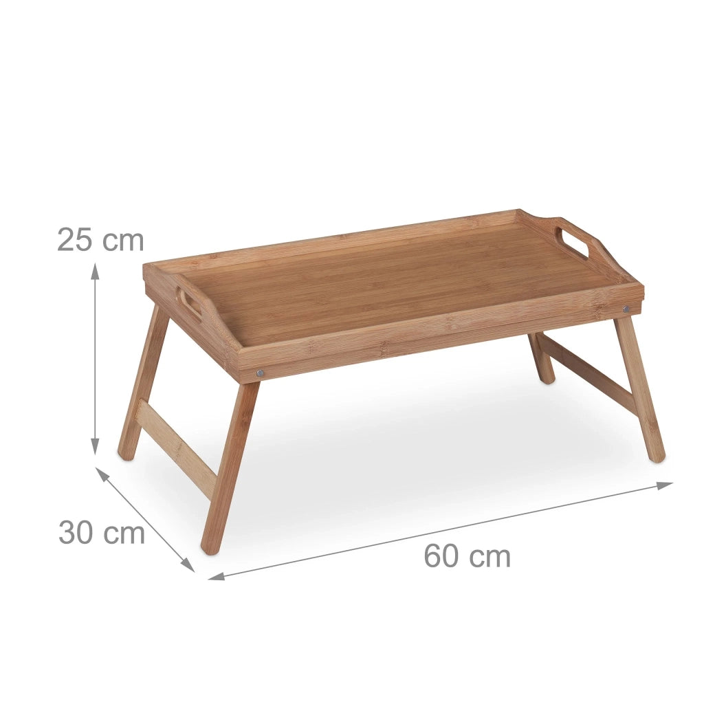 Vassoio da letto rettangolare con gambe pieghevoli 60 x 40 x 7 cm pratico per la colazione in bambù naturale 13_0011772