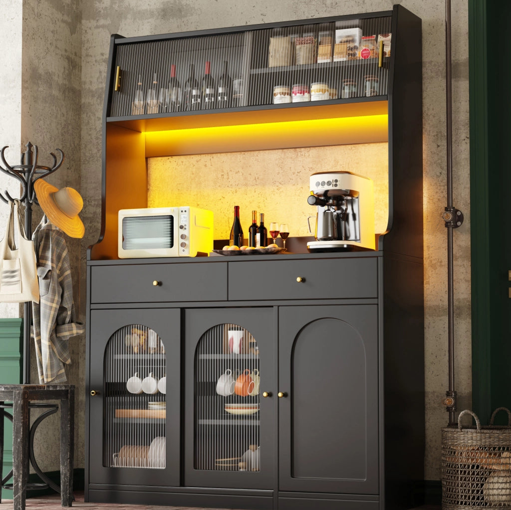 ARMADIO ALTO 120x40x180 cm Nero con LED e 2 cassetti