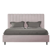 Letto queen size senza rete imbottito 150x210 microfibra grigio Agueda