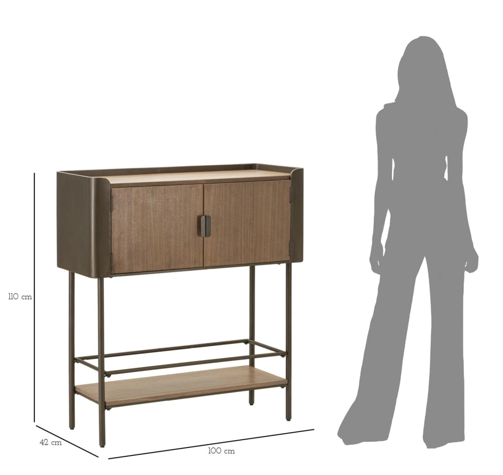 Mobiletto Toronto 100x42x110 cm in Abete e Ferro