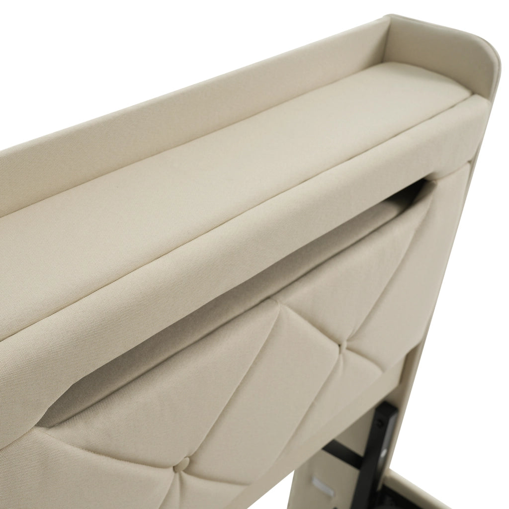 Letto contenitore imbottito beige 140 x 200 cm