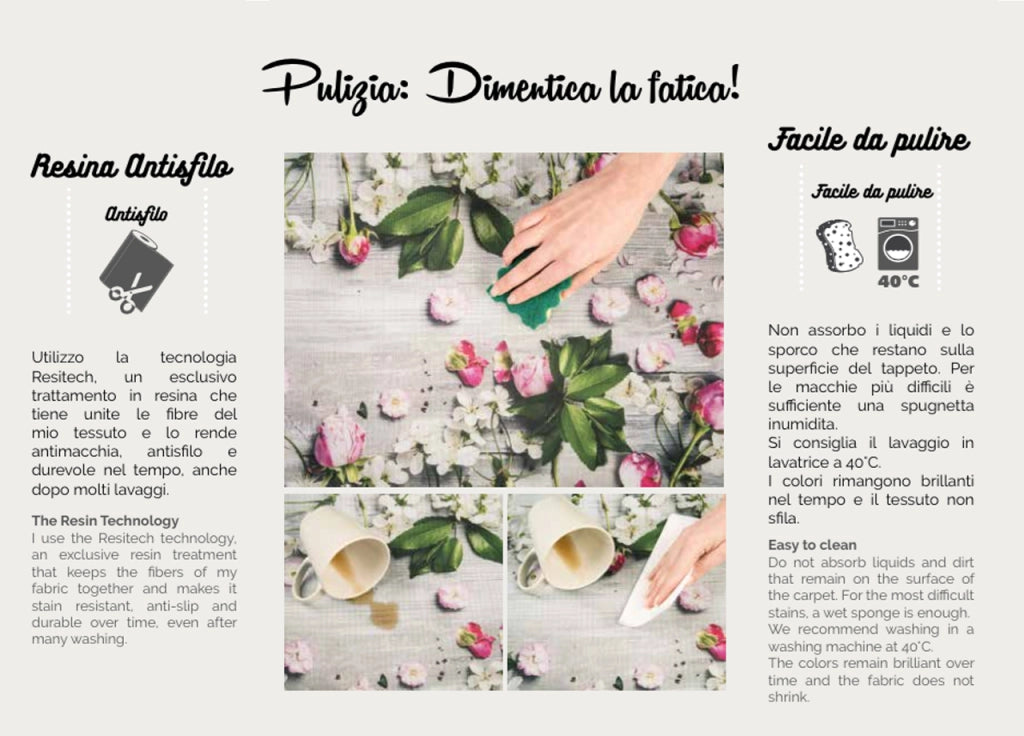 Tappeto Passatoia Cucina Antiscivolo Stampa Digitale Sprinty Varie Fantasie - 52x50 - Profumo