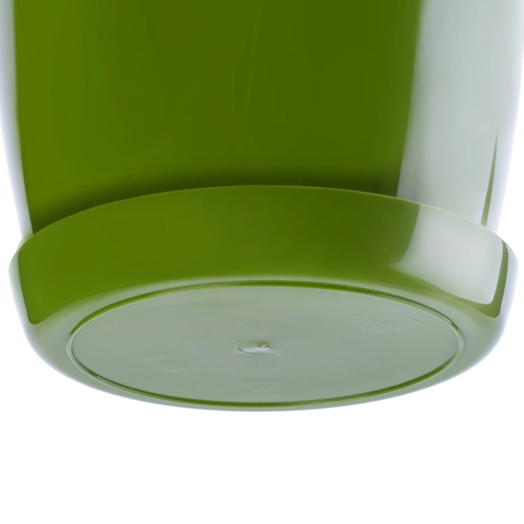 Vaso da fiori KADAX con sottovaso e coperchio in plastica, 18 cm, verde.