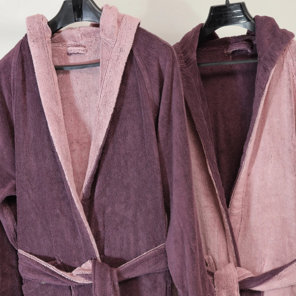 Sefane, Accappatoio 100% Cotone con Cappuccio Reversibile, Rosa
