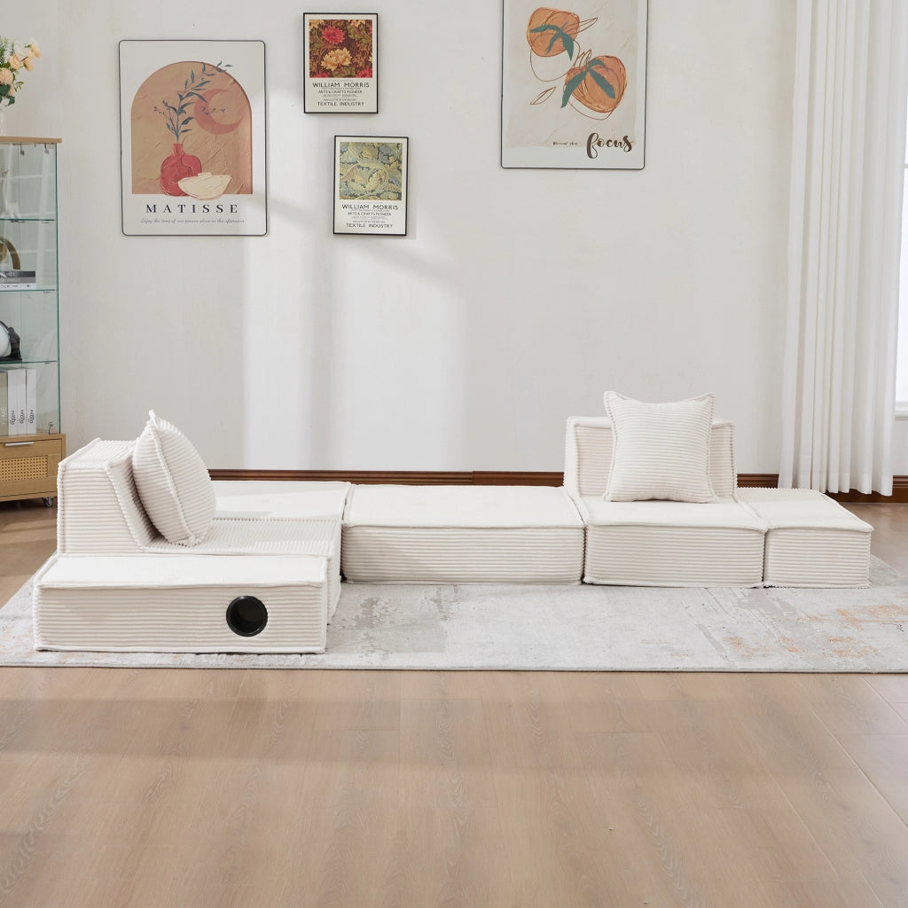 Divano Letto 2 Posti con Poggiapiedi e Cuscini ¨C MINIMAL ¨C Tessuto