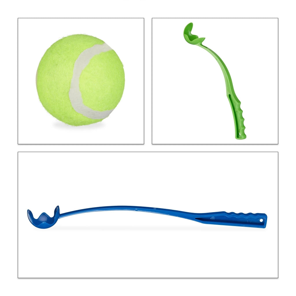 Set di 2 pratici lanciapalle per cani giardino parco 49 x 36,5 cm in plastica blu 13_0005557