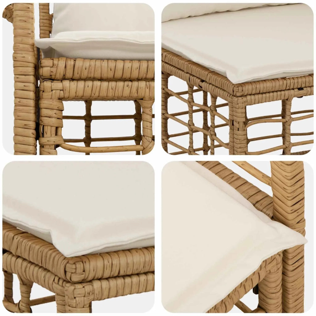Set di divani da esterno 12 pz Naturale e Bianco Crema 3437794