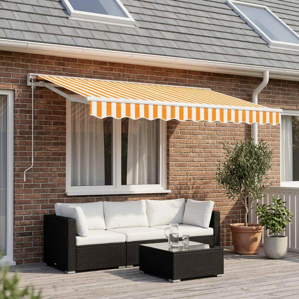 Tessuto di Ricambio per Tenda da Sole Giallo e Bianco 300x250cm 141016
