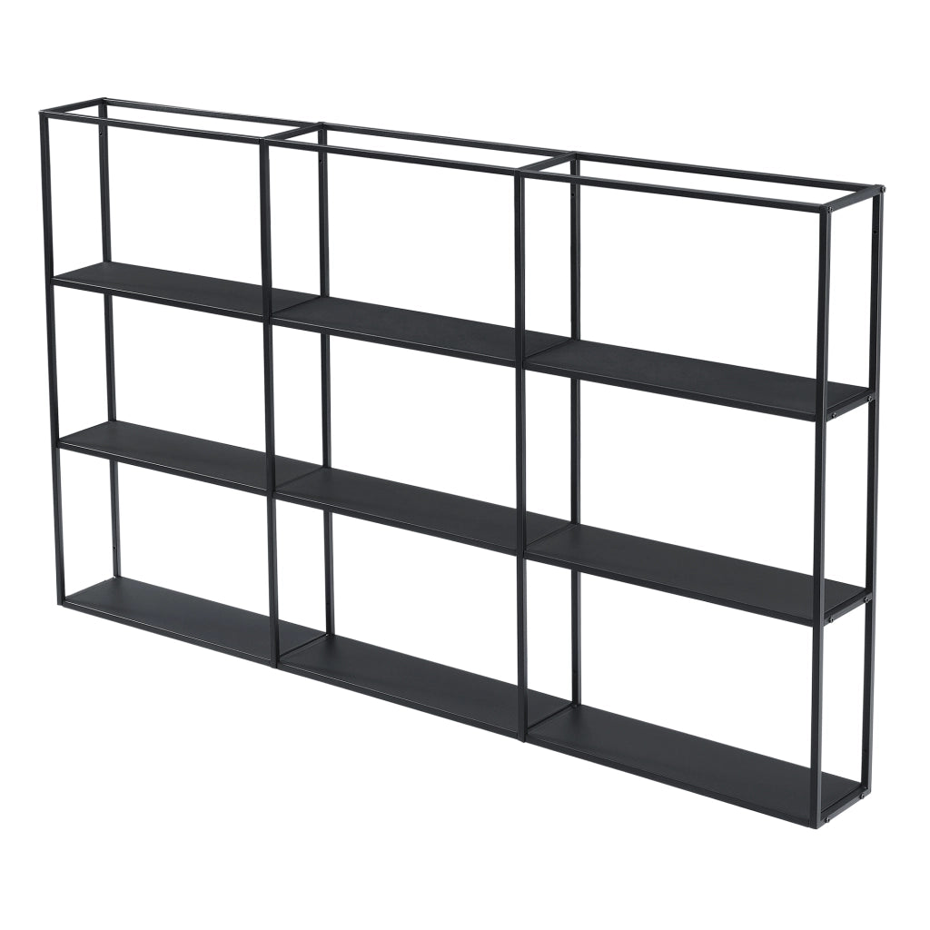 Scaffale da Parete Jelsa in Ferro Libreria Sospesa con 9 Scomparti 160x18x110 cm Nero [en.casa]