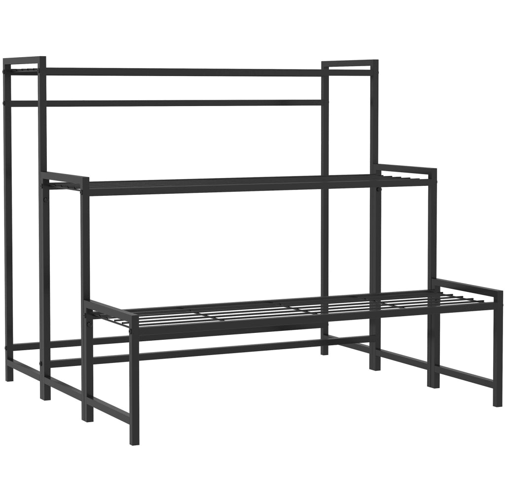 Scaffale portapiante 75x70x66 cm nero – 3 livelli in metallo