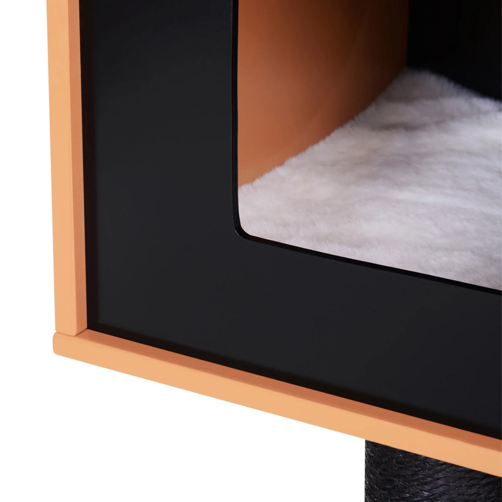 Albero gatto centro attività 71.5 x 49.5 x 120 cm con tiragraffi e cuccia pratica design contemporaneo in MDF nero 21_0007626