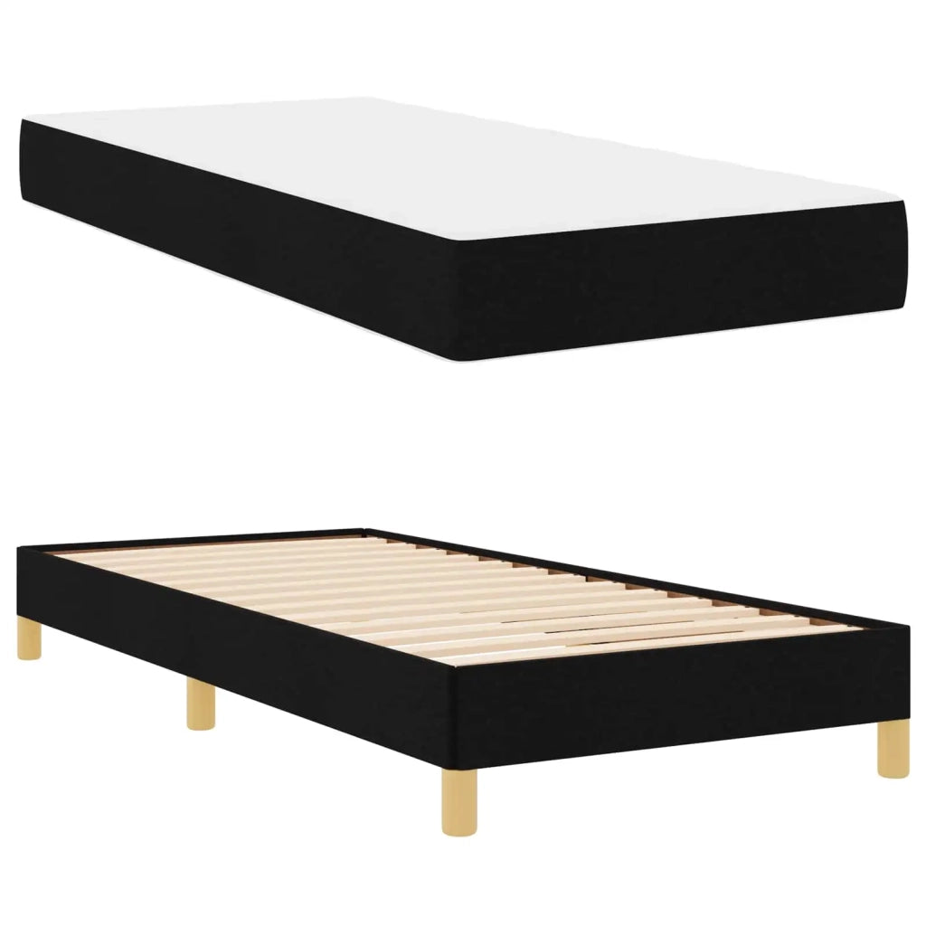Letto a molle con materasso Nero 80 x 200 cm Tessuto