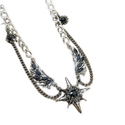 Collana Y2K Black Wings Starlight, stile punk, subcultura, collana da ragazza sexy, gotica dark, catena per clavicola