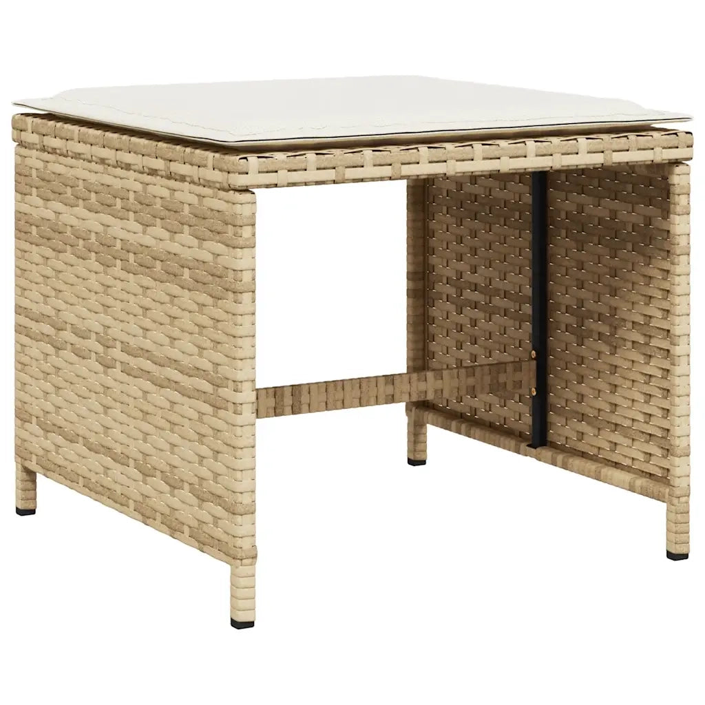 Set da Pranzo da Giardino 9 pz | Set Salotto da Giardino con Cuscini Beige in Polyrattan