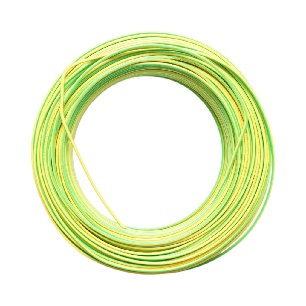 Cavo di messa a terra in rame 1,5 mm giallo-verde FY H07V-U, isolamento in PVC 450/750 V 100 m/rotolo