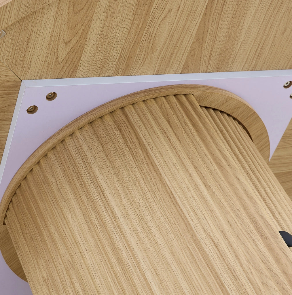 Tavolo da pranzo rotondo Ø115 cm con base contenitore in MDF