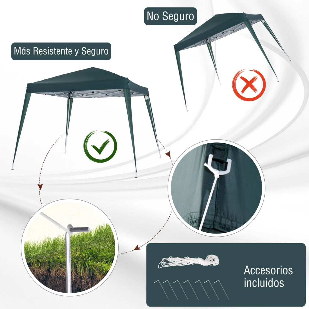 Gazebo Pieghevole per Giardino ¨C zephmum ¨C Verde 240x240 cm