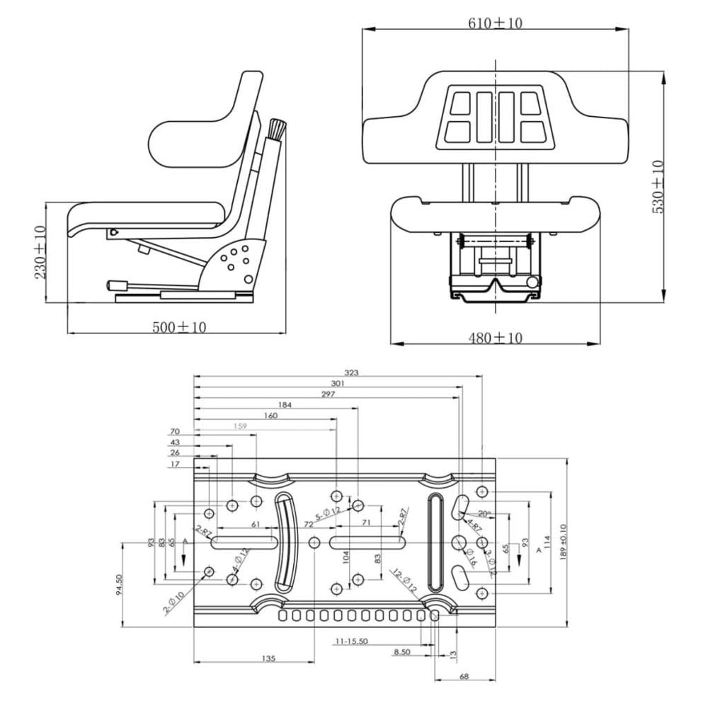 Tractor Seat With Suspension, Black