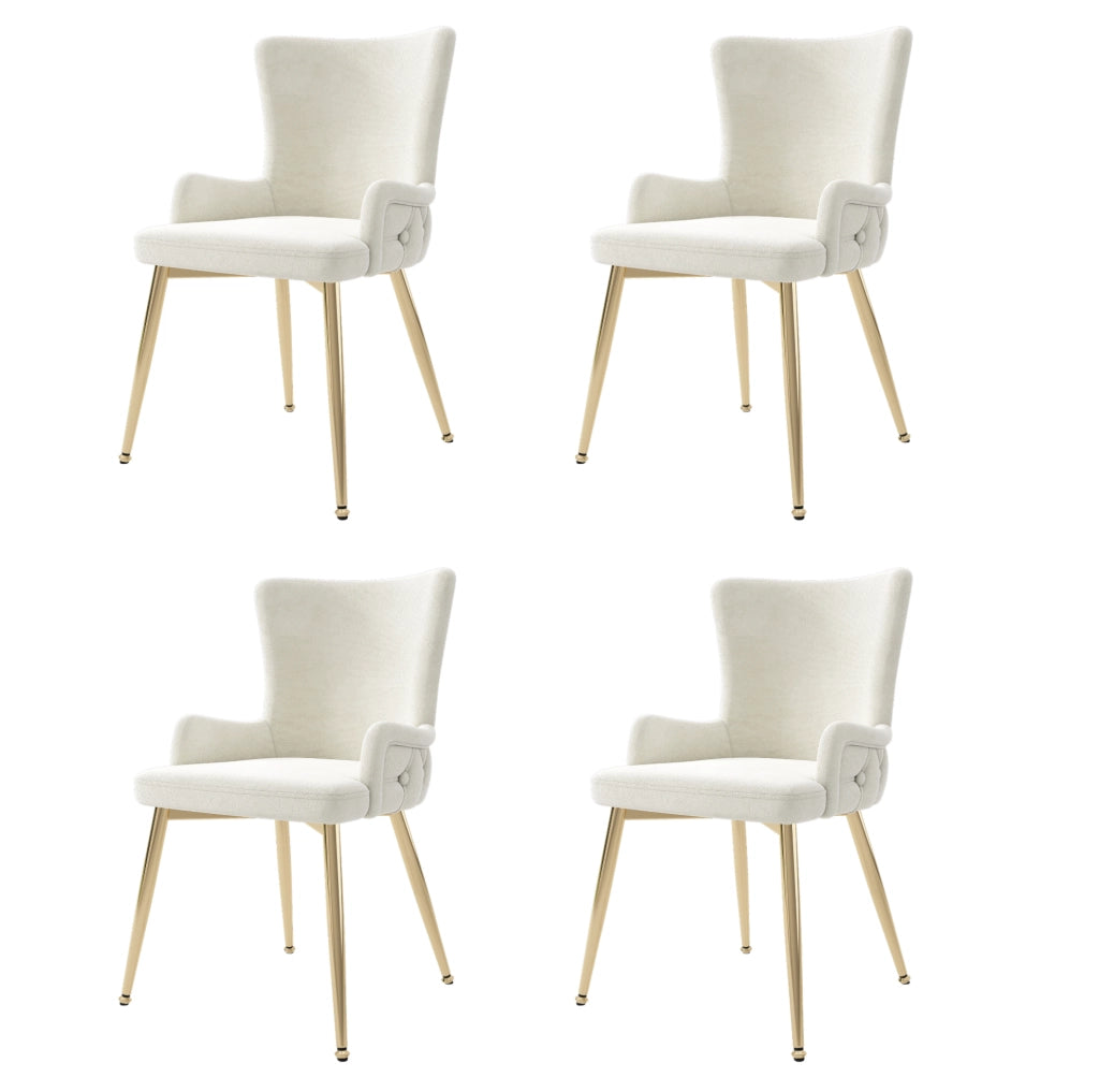 SEDIA da pranzo in velluto beige Set da 4 pezzi con gambe in metallo