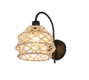 Applique, canapa e metallo, naturale e nero, H 32 cm, Hive