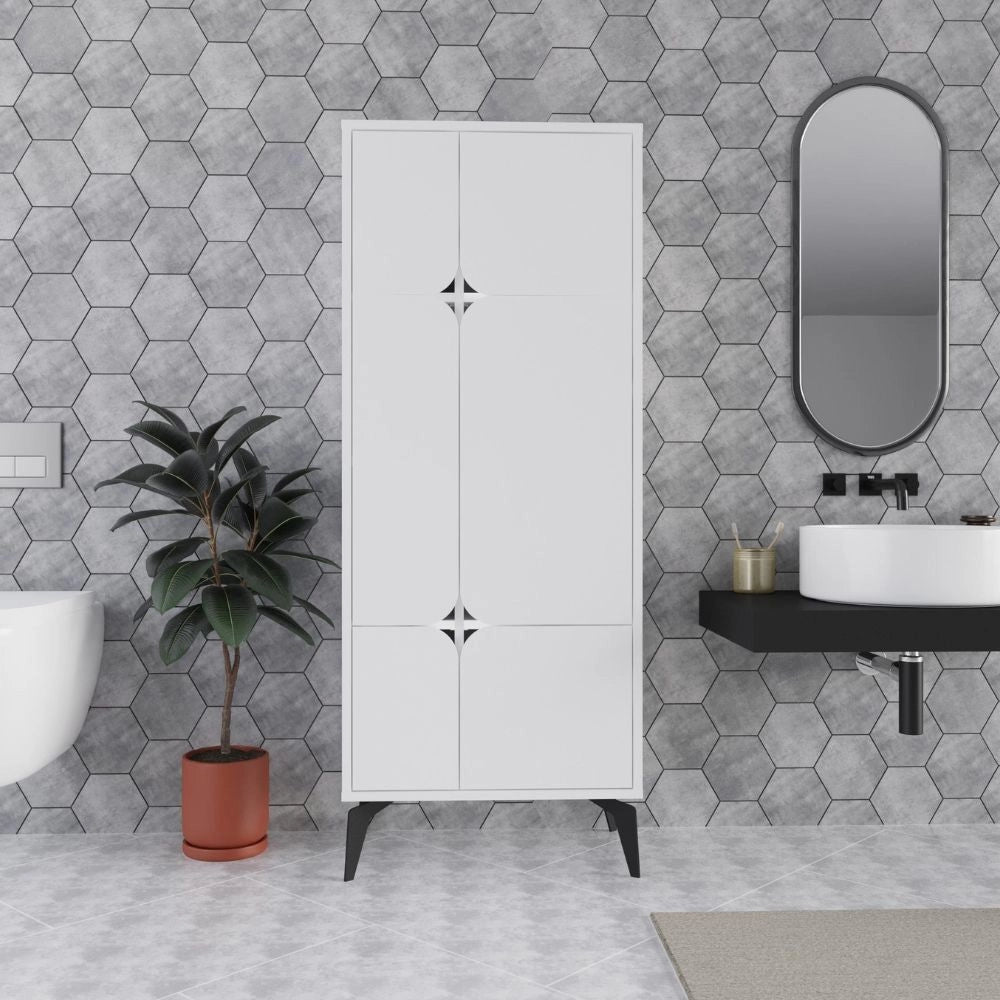 Armadio mobile multiuso Spark con 4 ante bianco 60x35.6x151H – Stile e organizzazione