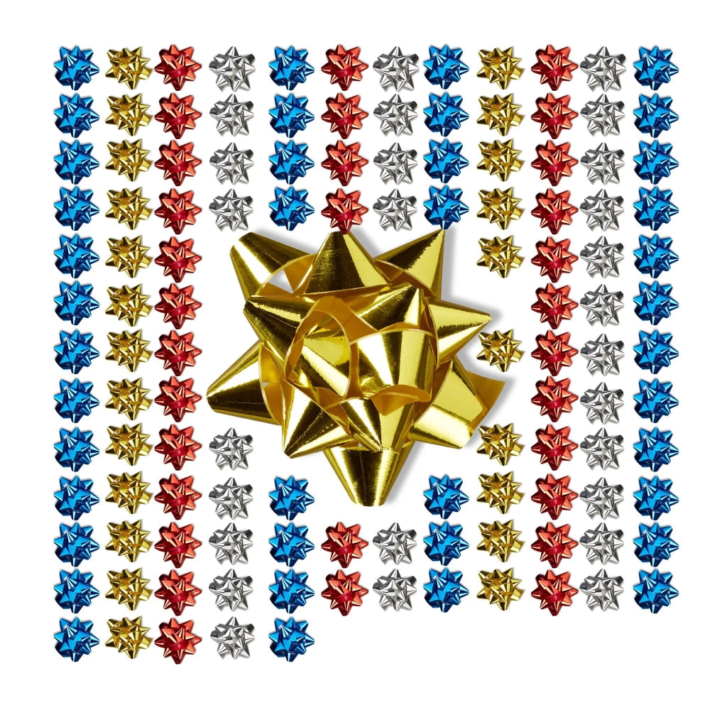 Set di 100 fiocchi autoadesivi per confezioni regalo per decorazioni creative 2 x 5 cm in polipropilene rosso 13_0004388