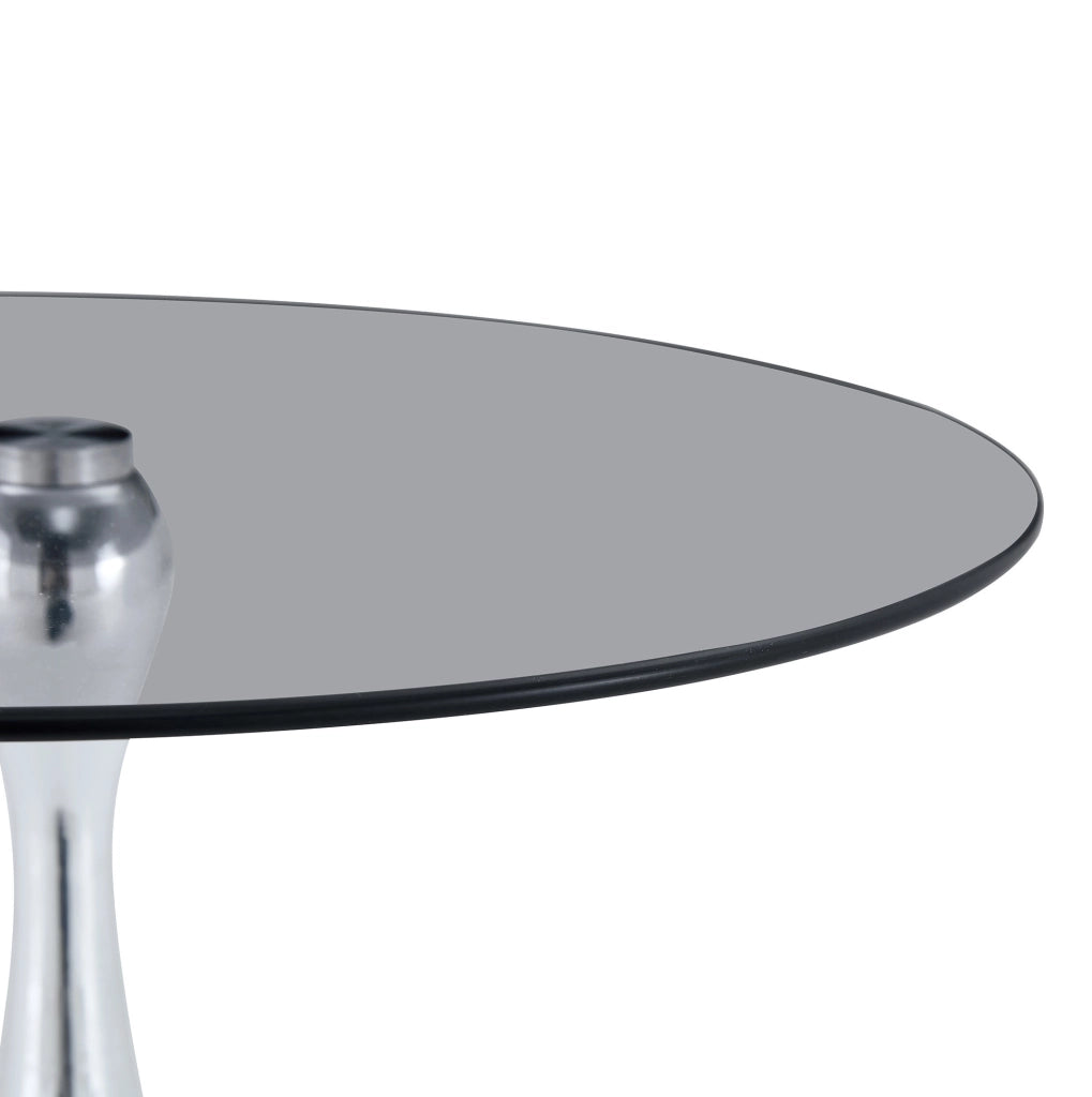 TAVOLINO Rotondo 50 cm Vetro Argento
