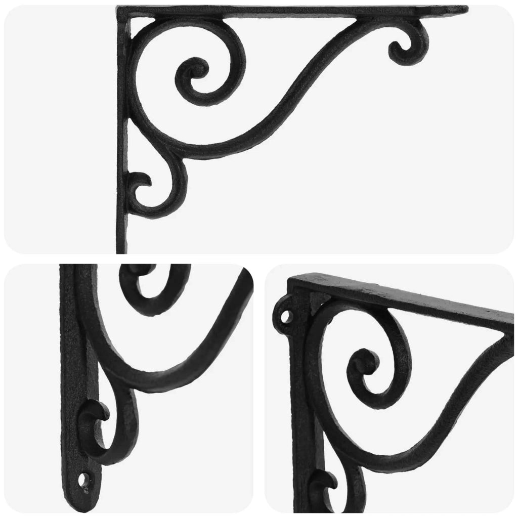 Supporti per mensole da parete 2 pz Nero 12.5 x 17 x 3 cm 42038869