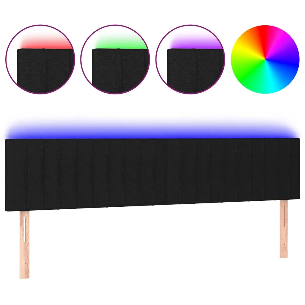 Testiera a LED-Testata con LED Nera 200x5x78/88 cm in Tessuto 323397