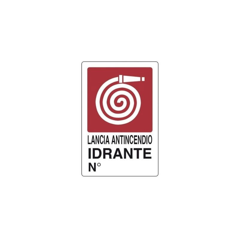 Cartello lancia antincendio idrante n° - cm 20X30