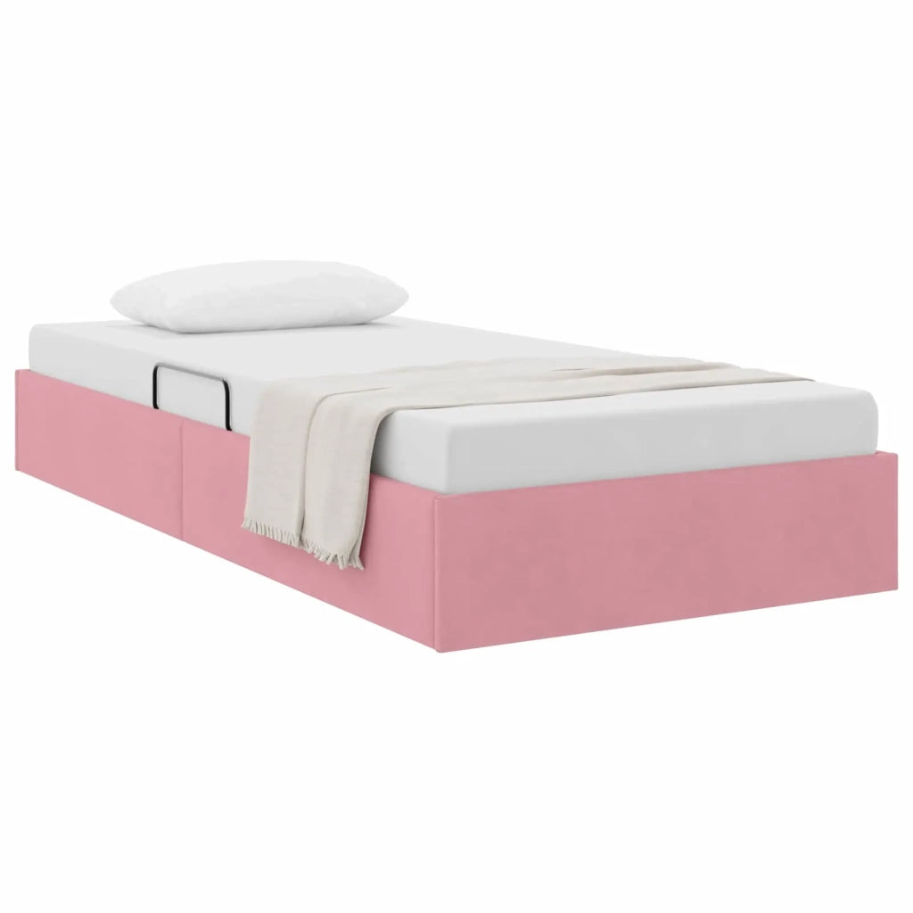 Letto ottomano con archiviazione Rosa 90 x 190 cm Velluto 3442855