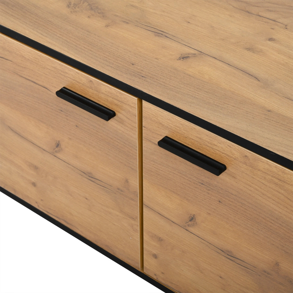 Mobile porta TV da 180 cm nero e effetto legno