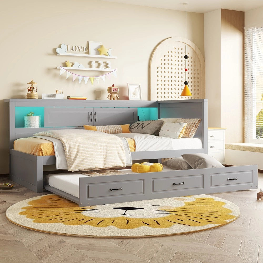 Letto Divano con LED e Contenitore ¨C MINIMAL ¨C Grigio 90x200