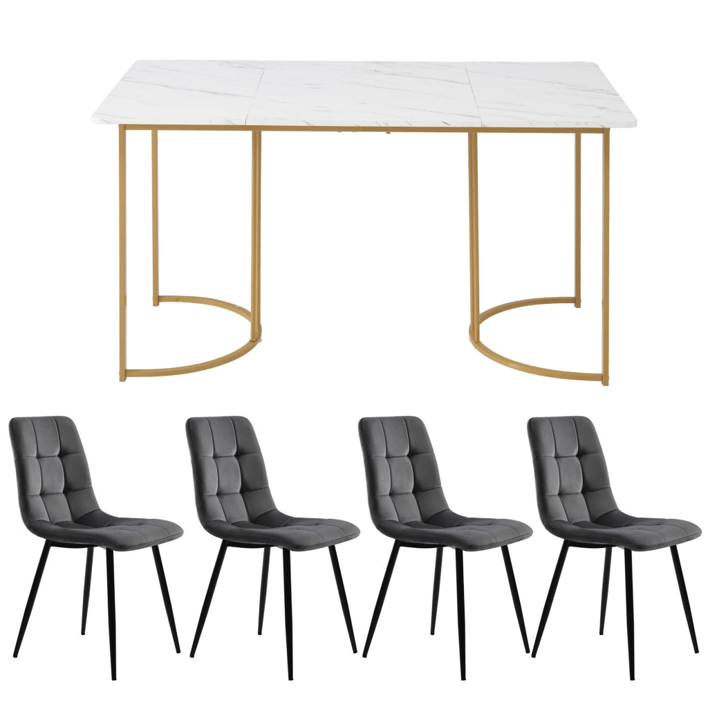 Set da pranzo 5 pezzi con tavolo 140x80 cm e 4 sedie