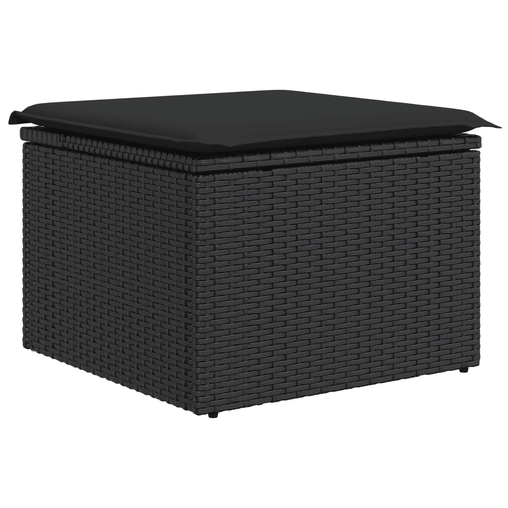 Set Divani da Giardino con Cuscini 7pz Nero Polyrattan 3255232