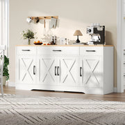 Madia bianca in MDF con 3 cassetti e 4 ante, 160 cm